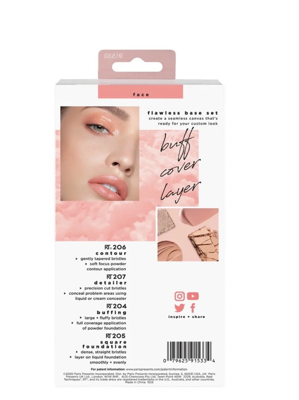 Real Techniques Flawless Base Makeup Brush Set, 5 Piece Set